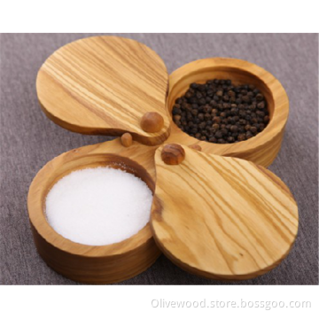 Olive Wood Salt Keeper With 2 Sections